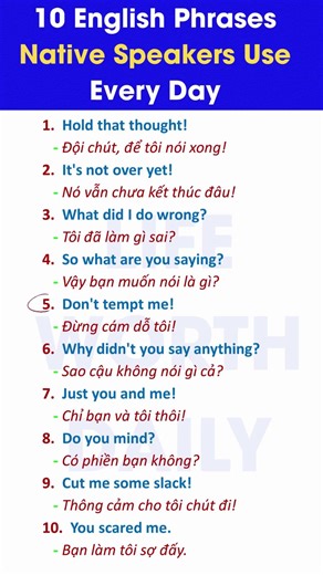 10 English Phrases Native Speakers Use Every Day. #learnenglish #shortvideo #tip199