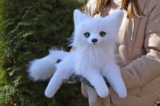 IN STOCK Realistic White Wolf Plush Poseable Art Doll Heterochromia Eyes - Etsy
