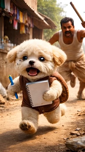 Shopkeeper is part with dog copy and pen. #ai #dog #shortsfeed #viralchallenge