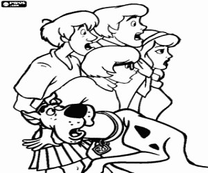 The fear of Scooby Doo and friends coloring page printable game
