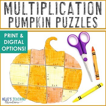 Multiplication Autumn Math Pumpkin Puzzles Fall Craft Activity Worksheet Alterna