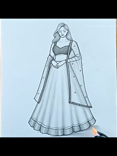 How to Draw an Indian Girl in Lehenga: Easy Pencil Sketch Tutorial