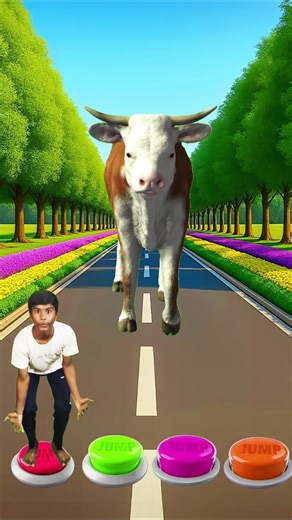 I jump red green pink orange button 💥 Cow, Lion, Elephant & Siren Head #shorts