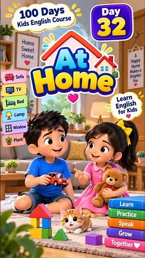 Day 32 At Home 🏠 | Learn English for Kids | Easy English Words & Sentences