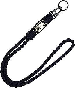 Heavy Duty Paracord Lanyard Keychain,Military Tactical Lanyard Keychain for Men with USA Flag for Keys ID Badges