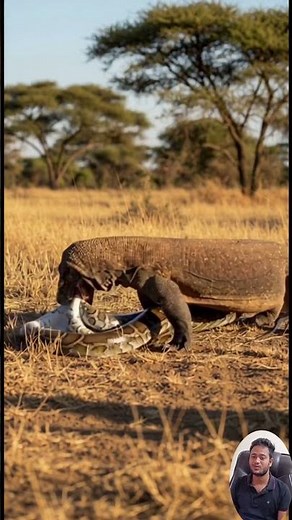 Komodo Dragon vs Python Extreme Speed Wildlife Fight in African Savanna