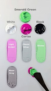 Creating with Emerald green, White, Black & Cerise in a gorgeous 7-shade combo 👏🎨 #colormixing #paintmixing #asmr #art #colors | Mini Art Zone