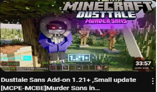 Dusttale Sans Add-on 1.21  ,Small update [MCPE-MCBE]Murder Sans in Minecraft,End
