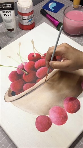 Painting Glossy Cherries with Acrylics 🍒✨