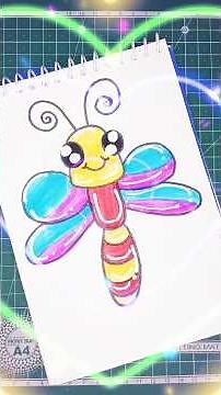 cute easy dragon fly cartoon drawing. #shorts