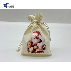 [Hot Item] Wholesale Burlap Reusable Christmas Drawstring Bags