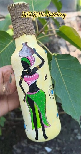 DIY African Women Tribal Art Bottle | Easy Home Decor Craft Idea|#diy #diybottleart #shortsfeed