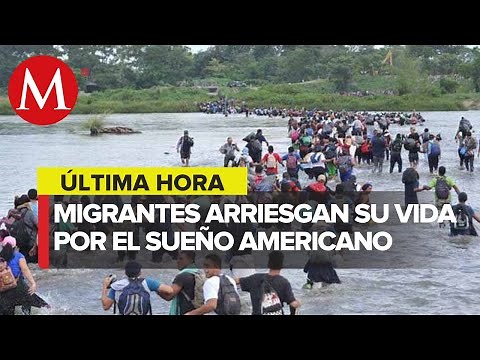 Reportan cruce masivo de migrantes en el Río Bravo