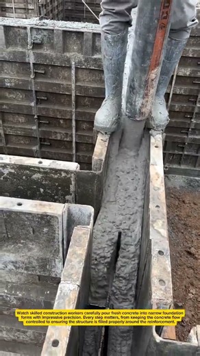 Precision Concrete Pouring Inside Foundation Forms #Construction #Concrete