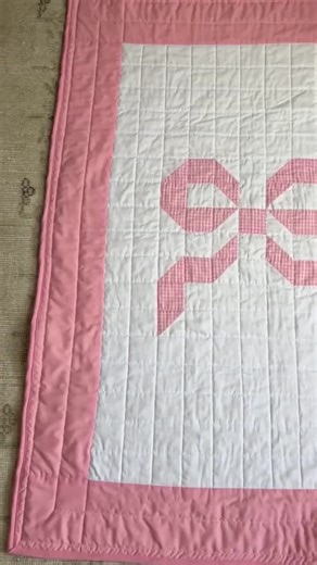 Handmade Pink Gingham Bow Baby Quilt: Cotton Nursery Decor - Etsy
