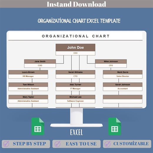 Organizational Chart Excel Template, Visualize Company Structure, Map Roles, Manage Team Hierarchy, Editable Org Chart for Business Use - Etsy