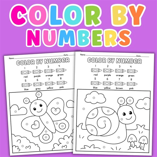 Color by Code Number 1–10: Spring & Vehicles Coloring Pages, Kindergarten Math Printable Worksheets - Etsy