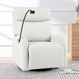 cinkehome Swivel Glider Recliner, Small Rocker Recliners, Overstuffed Backrest Supportive, Detachable Phone Holder