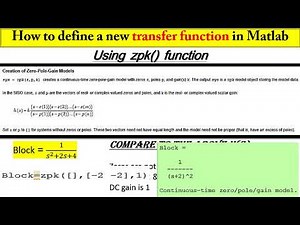 How to define a Transfer Function in Matlab and Simulink