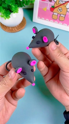 🐭 **Cute Clay Mouse 😍 | Easy & Satisfying DIY Craft for Kids** #diy #clay #claymouse #clayart #short