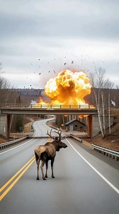 Angry moose causes havoc and damage to a school bus! #animals #wildlife | Michael & Friends