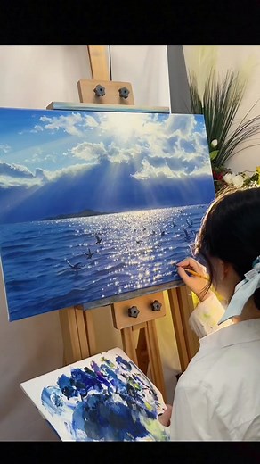 DIY Beach Oil Painting Decoration for Summer Travel