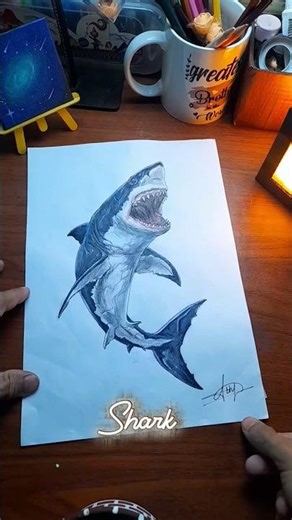 Hyper realistic Shark 🦈 drawing ✨️ #drawing #art #shorts
