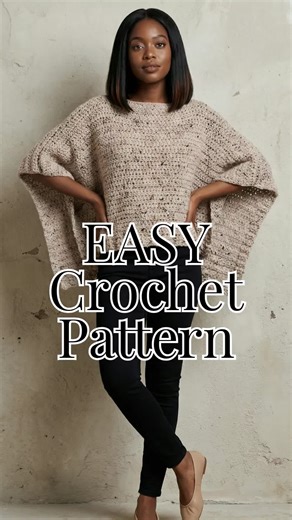 Easy throw on top crochet pattern. #bddpatterns #easycrochet #easycrochetpattern #crochetponcho #beginnercrochet