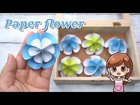 【ペーパーフラワー】簡単可愛い花の作り方｜丸い紙で作る２重の花｜DIY paper flower