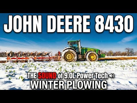 John Deere 8430 | THE SOUND of 9.0L PowerTech | UPHILL STRUGGLE & SLIP ❄️ Winter Plowing