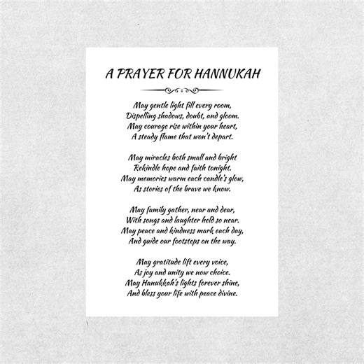 A Prayer for Hanukkah Card Jewish Poem Printable Blessing Faith Based Holiday Greeting Spiritual Hanukkah Gathering Gift Digital Download - Etsy
