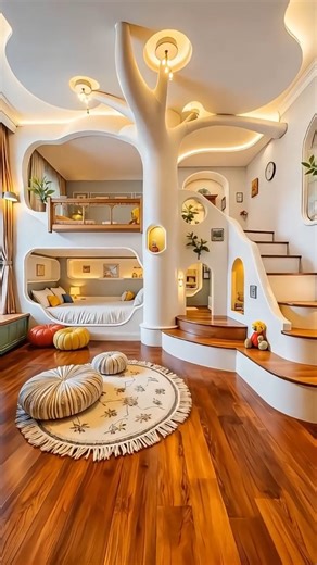 luxurydreamhub on Instagram: "Climbing to new heights of imagination! 🌳✨ This whimsical treehouse-inspired bedroom is where childhood dreams meet modern design. 🏡☁️ #interiordesign #kidsroomgoals #whimsicalhome #creativeinteriors #playroomdecor #dreamhome #homedesign #interiorinspiration #treehouse #viralreels"