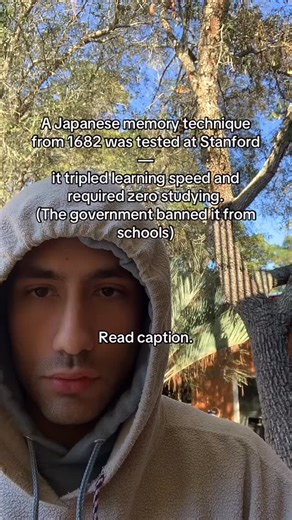 majestic_newborn on Instagram: "1. The technique was called “Kaiki Tsuiseki” — cyclical tracing. Edo-period scholars used it to memorize thousands of kanji characters without repetition drills. They didn’t study harder. They rewired how memory forms. A student would trace a character once with their finger, then close their eyes and trace it again from memory — but in reverse. Forward. Backward. Forward. The brain encoded it twice as fast because retrieval came before storage. 2. The method disa