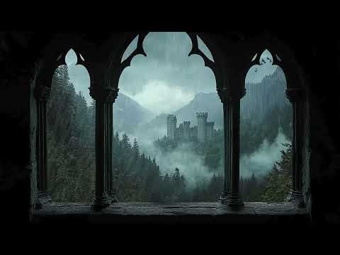 🌧️ Castle View Rain Ambience | Calm Medieval Window Scene in 4K