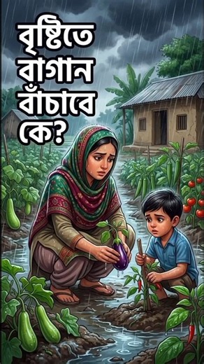 বৃষ্টির দিনে সবজির বাগান | বৃষ্টিতে বাগান বাচাবে কা! Islamic Story #shorts #ghibli #islam