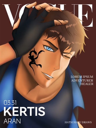 [SPEEDPAINT] Twitch VTuber Kertis Aran drawing process! 🩵 #art #hatsuharudraws #vtuber