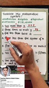 TRANSLATING VERBAL PHRASE TO MATH SENTENCE‼️😱🤔 #maths #mathtutor #CSEReview #mathreview #LETReview | Math Teacher Mario