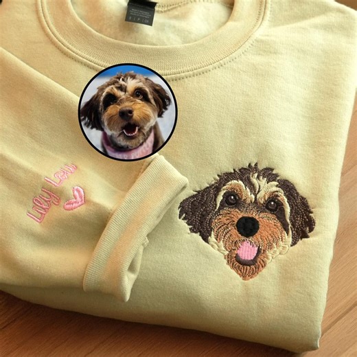 Embroidered Cockapoo Dog Sweatshirt With Picture - Custom Pet Portrait Sweatshirt Using Photo - Pet Lover Gift for Humans - Etsy