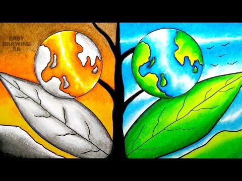 Earth day drawing/environment drawing/global warming drawing/easy poster drawing