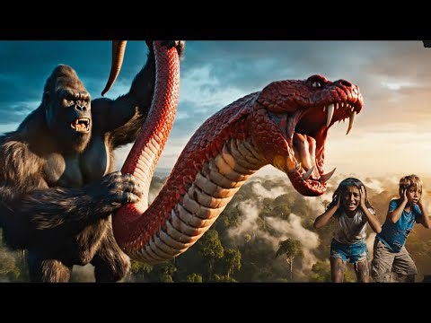 King Kong Saves Kids from Giant Red Snake