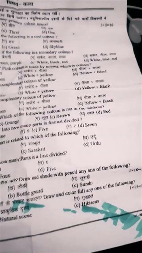 class 6 art paper annual exam svm Sultanpur Uttar Pradesh 25 26 CBSE board Vidya Bharti branch