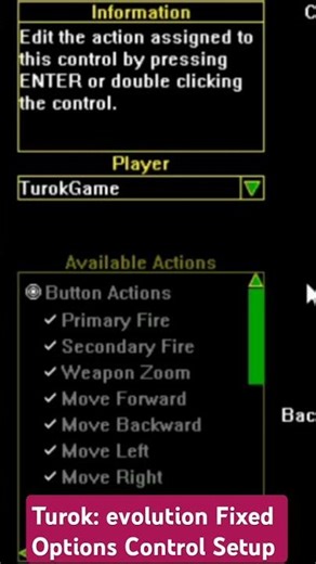 Turok: Evolution Fixed Options Control Setup editor