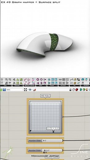 Grasshopper - EX 49 - Graph mapper + Surface split ‪@sinestudio‬ #rhino #grasshopper