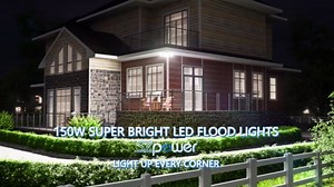 150W Flood Lights Outdoor Waterproof IP65, Exterior LED Floodlights with 3 Adjustable Heads, 15000LM Super Bright Security Lights Fixture, Outside Lights for House, Backyard