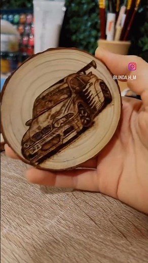 BMW car pyrography 😍 #art #artdubai #artartist #pyrographyart #woodart #car #bmw #carlovers #dubai