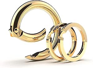 Lifelong Ring Fashion Carabiner Keychain w/ 2 Matching Key Rings Set, 100 Series Universal Size, Pure Round Circle Design, Strong, Solid Metal Keychain Clip, Key Clip, Key Organizer (Gold)