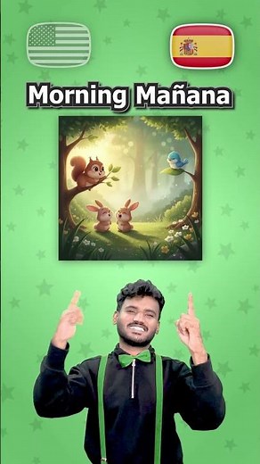 English to Spanish! 🍎 8 Basic Words (Cute Animation)