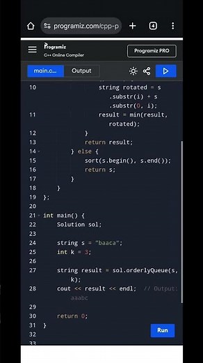 Lexicographically Smallest String | C++ Solution | Rotate or Sort String | Leetcode Explained