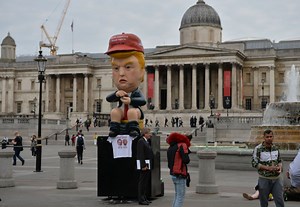 London protestors troll Trump with tweeting robot president on a toilet