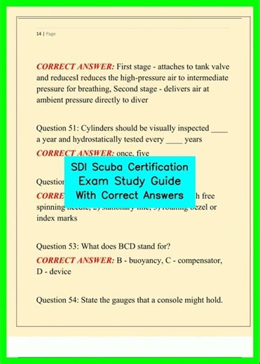 SDI Scuba Certification Exam Study Guide With Correct Answers video